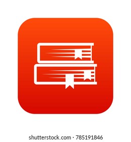 Two books icon digital red for any design isolated on white vector illustration