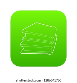Two books icon green vector isolated on white background