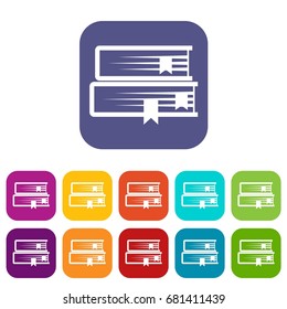 Two books icons set vector illustration in flat style in colors red, blue, green, and other