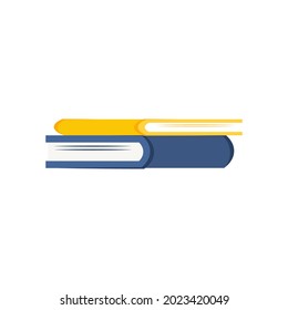 two books isolated on white background. Vector flat illustration. Sign of education, reading, learning, cognition. 