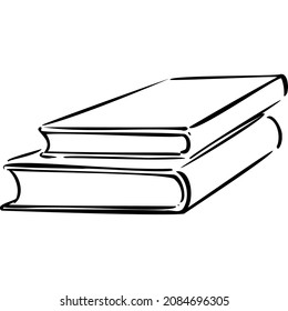 Two books lie sketch vector illustration