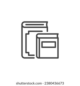 Icono de línea de dos libros. signo de estilo lineal para concepto móvil y diseño web. Icono vector de contorno de libro pequeño y grande. Símbolo de librería, ilustración de logotipo. Gráficos vectoriales