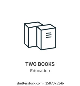 Two books outline vector icon. Thin line black two books icon, flat vector simple element illustration from editable education concept isolated on white background