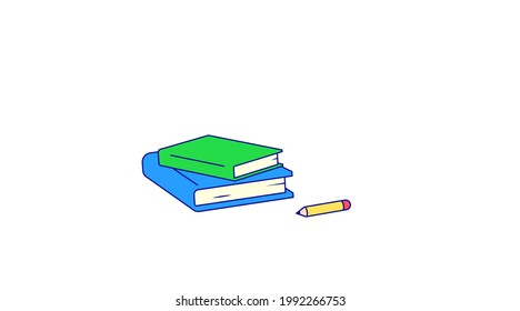 Two books and a pencil. Isolated vector image in eps format.