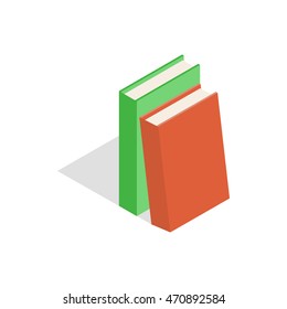 Two books red and green icon in isometric 3d style on a white background