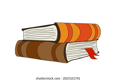 Dos libros ilustran vectoriales sobre fondo blanco. Dos libros coloridos de tapa dura.