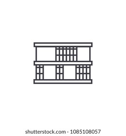 two bookshelves vector line icon, sign, illustration on background, editable strokes