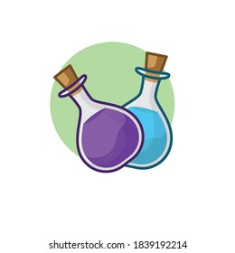 dos botellas de vidrio con diseño líquido ilustración de icono