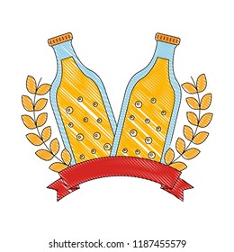 two bottle beers drink emblem banner