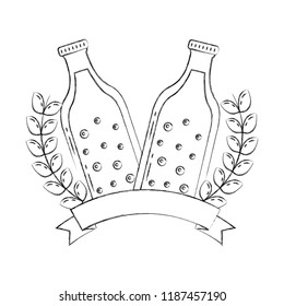 two bottle beers drink emblem banner