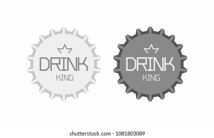 Two Bottle Caps. White And Black. Isolated On White Background. Top View