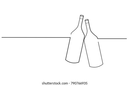 Two bottle cheers isolated on white background. For web site, poster, placard, party card and ad. Useful for advertisment, marketing and advert. Creative modern concept, vector illustration