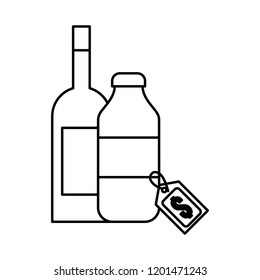 two bottle drink beverage tag price supermarket