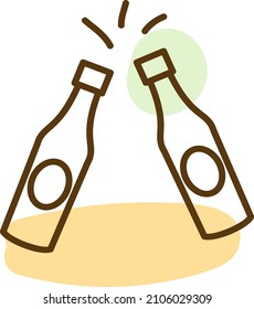 Two bottles of beer, illustration, vector on a white background.