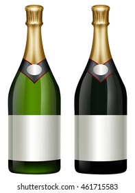 Two bottles of champagne illustration