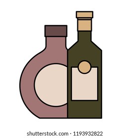 two bottles drinks liquor isolated design