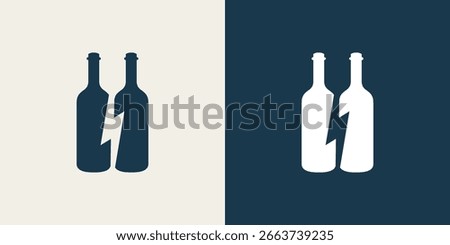 two bottles and electricity logo design vector graphic