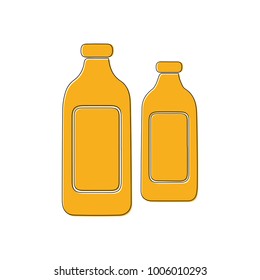 two bottles in flat style black outline yellow fill slightly offset