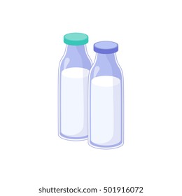 Two Bottles Of Milk,  Based Product Isolated Icon