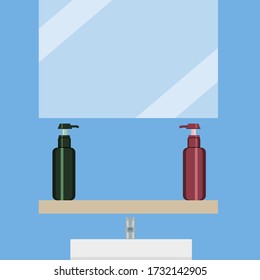dos botellas separadas unas de otras como distancia social en situación de Covid-19