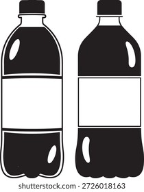 Dos botellas. Conjunto de iconos de botella de plástico. Agua embotellada o soda ilustración gráfica.
