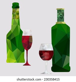 two bottles of two polygonal glass