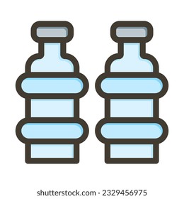 Two Bottles Thick Line Filled Colors For Personal And Commercial Use.
