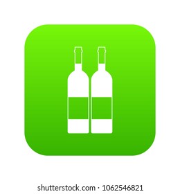 Two bottles of wine icon digital green for any design isolated on white vector illustration