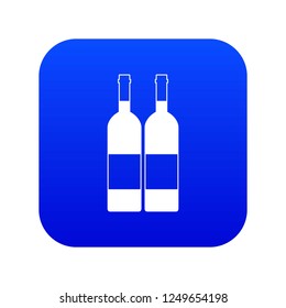 Two bottles of wine icon digital blue for any design isolated on white vector illustration