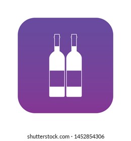 Two bottles of wine icon digital purple for any design isolated on white vector illustration
