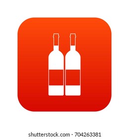 Two bottles of wine icon digital red for any design isolated on white vector illustration