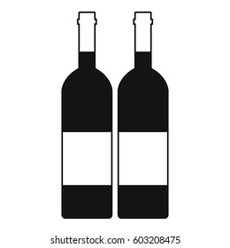Two bottles of wine icon. Simple illustration of two bottles of wine vector icon for web