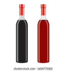 Two bottles of wine isolated on white background. 