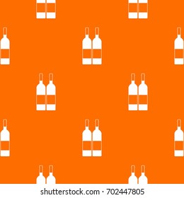 Two bottles of wine pattern repeat seamless in orange color for any design. Vector geometric illustration