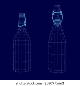 Two bottles of wine are shown in a blue background. The bottles are shown in a 3D format, with the tops of the bottles visible. The bottles are positioned next to each other