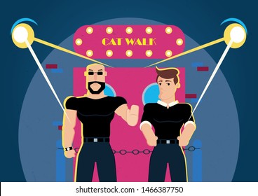 Two bouncers working  a club