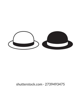 Two bowler hats displayed in black and white a simple graphic illustration