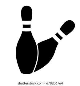 Two Bowling Pins About to Fall Vector Illustration Isolated - Strike!