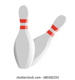 Two Bowling Pins About to Fall Vector Illustration Isolated - Strike!