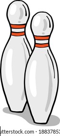 Two Bowling Pins,illustration,vector On White Background