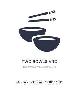 two bowls and chopsticks icon on white background. Simple element illustration from Tools and utensils concept. two bowls and chopsticks icon symbol design.