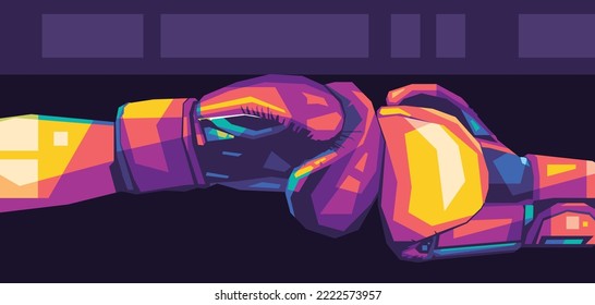 Zwei Boxer, Design in WPAP Pop Kunst Illustration High Quality Posters.