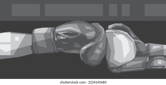 Dos Boxeadores de escala de grises, Diseño en WPAP Ilustración de arte pop de alta calidad