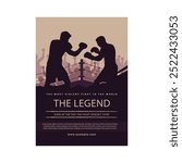 Two boxers are preparing for the start of the fight in the ring. Athletes in red and blue boxing gloves. Poster, flyer of a boxing match. King of Ring