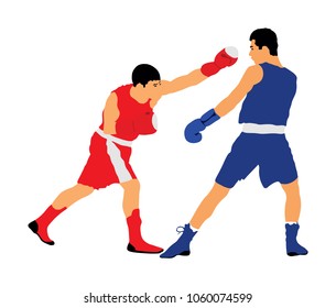 Two boxers in ring vector silhouette illustration isolated on white background. Strong fighters battle spectacle event. Martial arts sport. Courage of pride and skill. Old fight Olympic discipline.