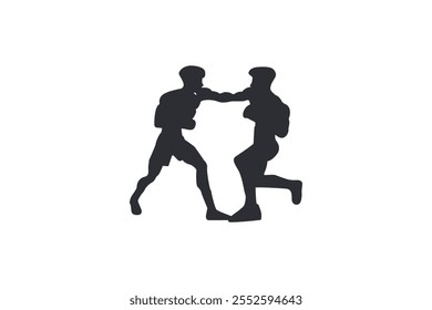 Two boxers in silhouette vector illustration isolated on white background.