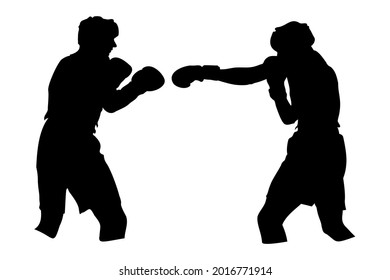 two boxers silhouettes sport vector illustration