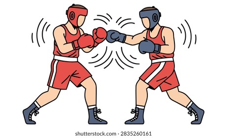 Two Boxers Sparring in a Ring Illustration