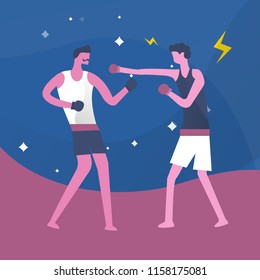 Two boxers under starry sky
