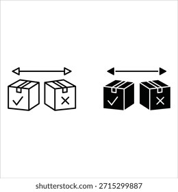 Two Boxes with Check and Cross Symbols and Directional Arrows